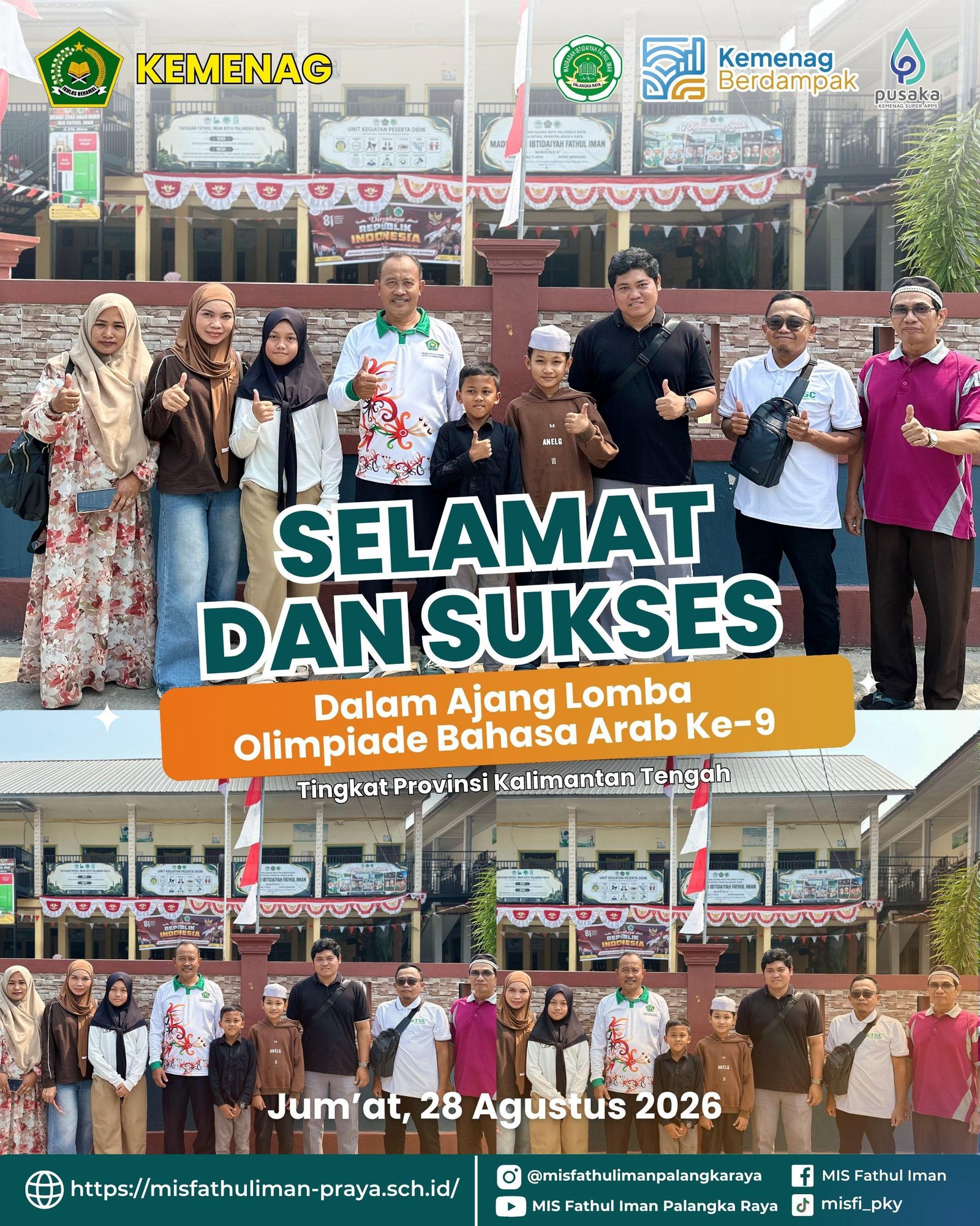 Tiga Murid MI Fathul Iman Wakili Sekolah di Olimpiade Bahasa Arab ke-9 Tingkat Provinsi