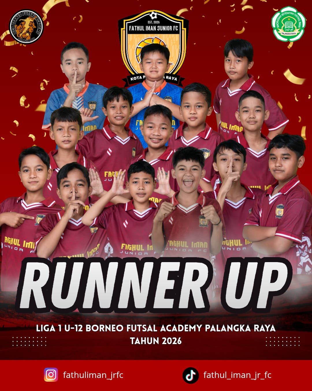 Thumbnail berita Fathul Iman Junior FC Raih Runner Up Liga 1 U-12 Borneo Futsal Academy Palangka Raya 2026